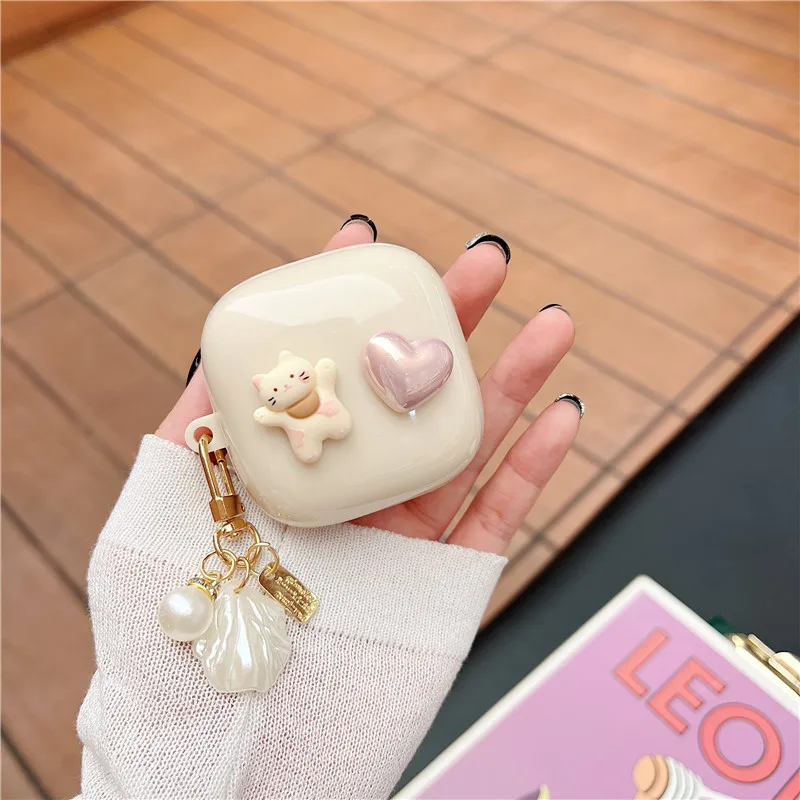 Funda de silicona con dibujos animados para auriculares, carcasa bonita con llavero para QCY T13, ANC