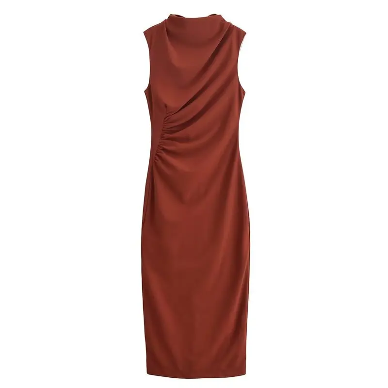 Printemps 2025 femmes Midi Dr nouveauté robe Design sens plissé décoration longue Svel trajet Sle autre matériel 00