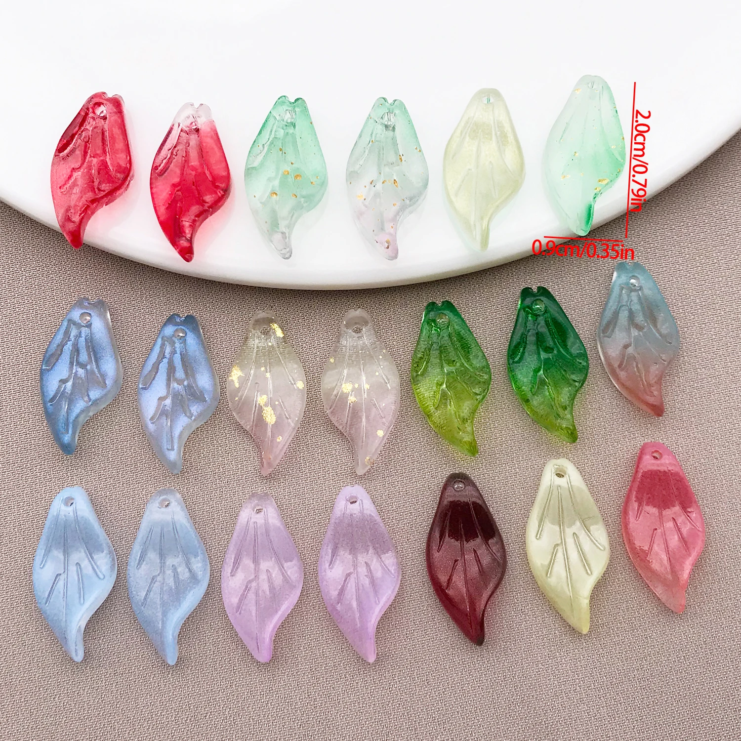 20pcs 9x20mm Transparent Glass Loose Beads Petals Leaf Shape Pendants For DIY Making Jewelry Earing Necklace Accessories ﻿ image 4