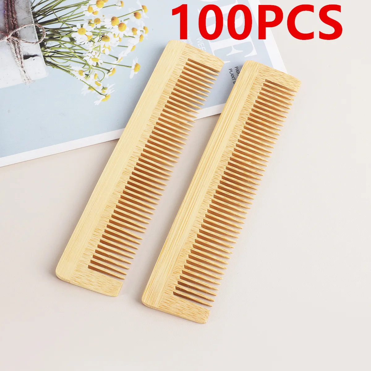 100 Pcs Wooden Comb Bamboo Hair Combs Natural Anti-static Hair Brushes Hair Care Tools for travel hotel use