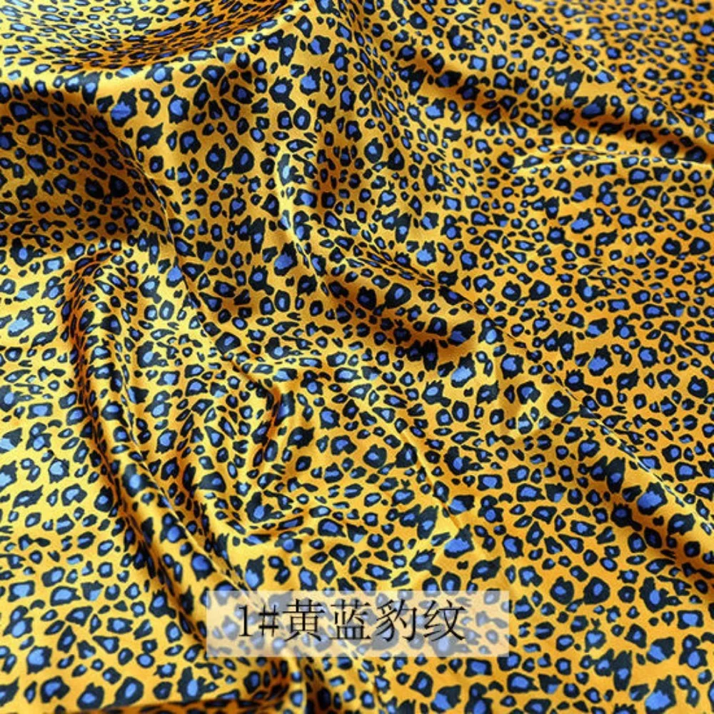 1/2/3m Leopard Print Simulated Silk Satin Fabric Fashion Printed Clothing Fabric DIY Sewing Patchwork Handmade Cloth