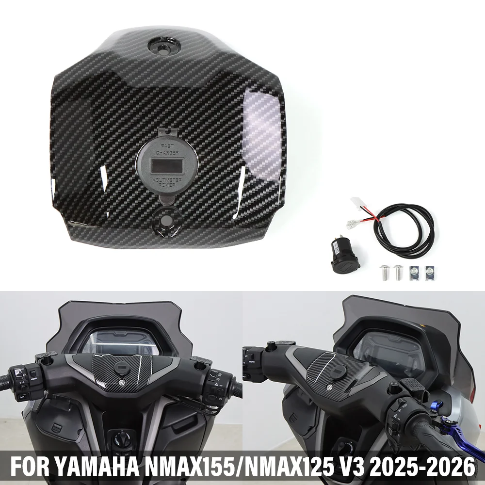 

Motorcycle Accessories Handlebar Upper Central Cover With USB Charger Cable FOR YAMAHA NMAX155 NMAX125 N-MAX155 125 V3 2025 2026