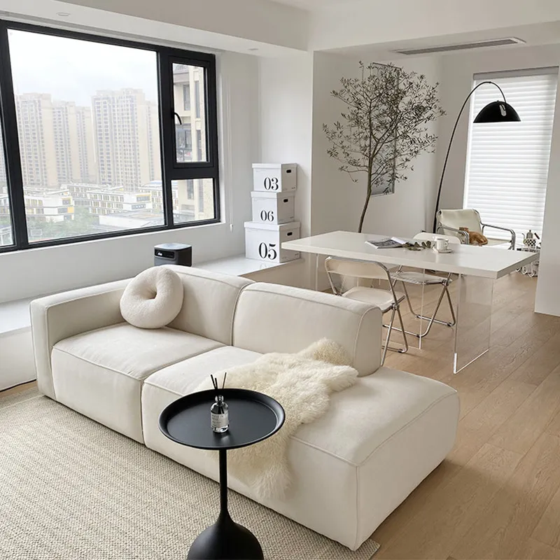 PYH tofu block sofa combination small apartment reception simple square module white cream style sofa