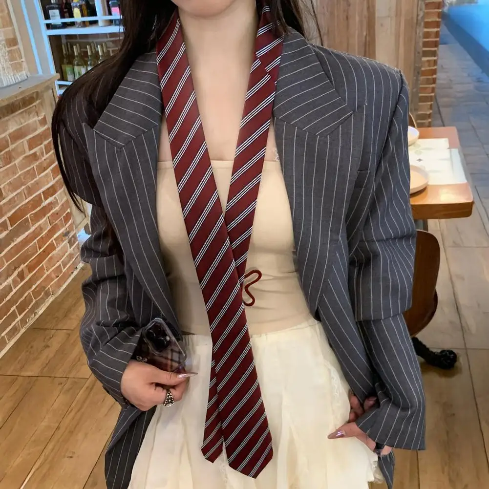 Unisex Tie Striped Print Necktie Retro Style Adjustable Length Dress Tie Versatile Fashionable Striped Belt for Casual Wear