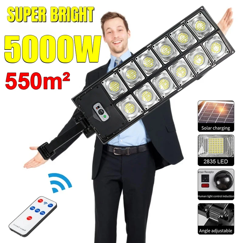 

2025 Solar Lights Outdoor Waterproof Super Bright External Solar Lamp LED Light Sensor Movement Remote Control Garden Lighting
