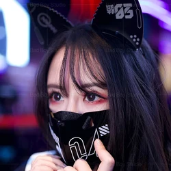 Cyber Punk Cosplay Mask Motorcycle Helmet Face Mask Acrylic Cat Ears Hairhoop Party Music Festival Accessories Cyber Punk Cospl