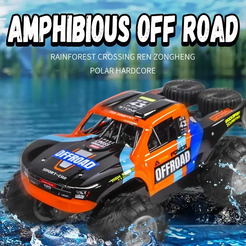 Pour voiture RC 4 roues 2.4G amphibie tout-terrain escalade cascadeur véhicule étanche tout Terrain contrôlé enfants jouets pour enfant