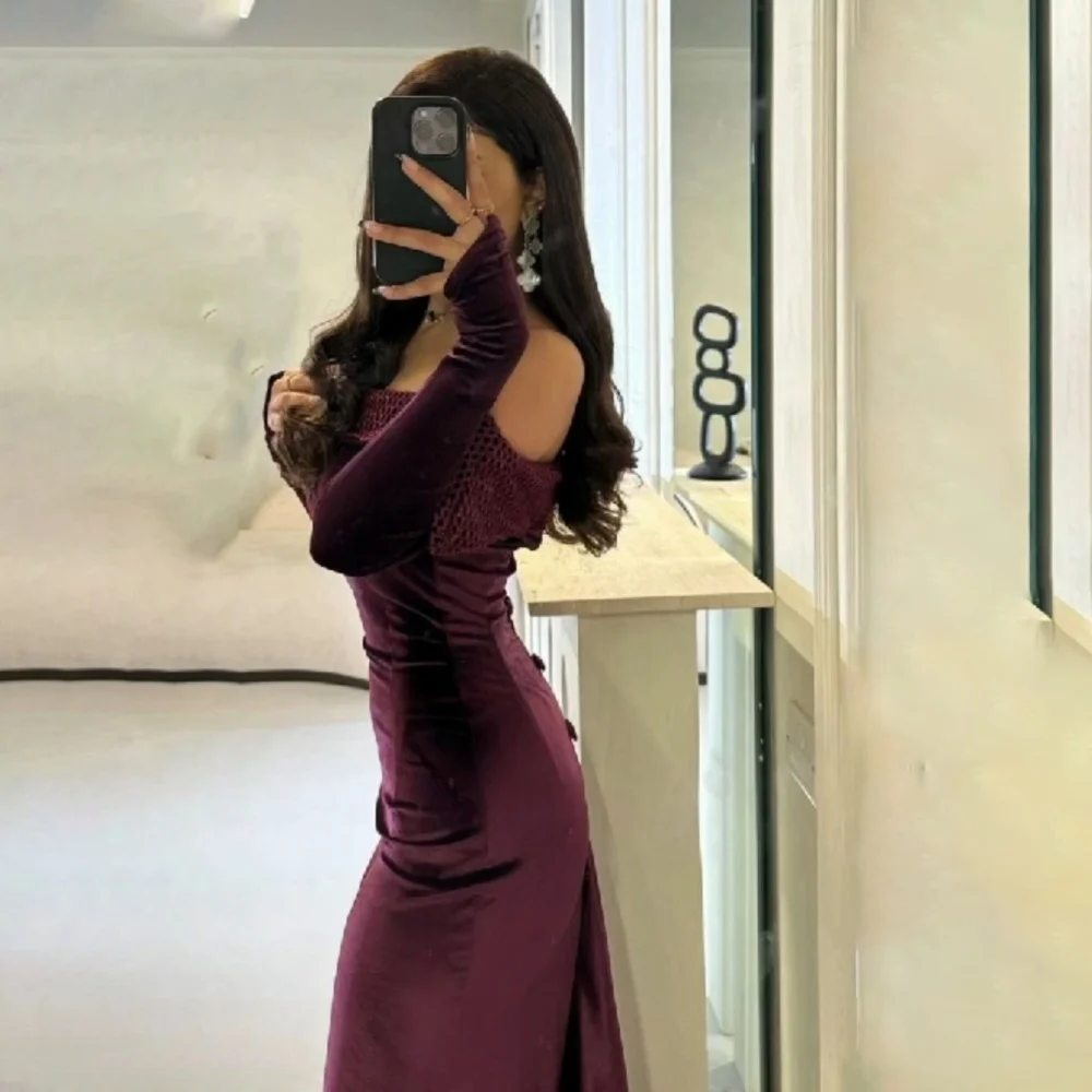 Abito da sera con volant squisito personalizzato Abito da ballo con volant a sirena affascinante Elegante abito da festa a mezza manica فساتelerimavera3). ف199