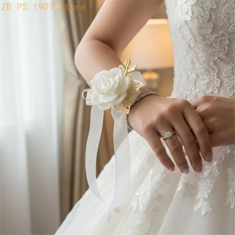 Элегантный тканевый комплект свадебных запястий с цветочным принтом на груди, набор булавок с цветами для свадебной церемонии, и