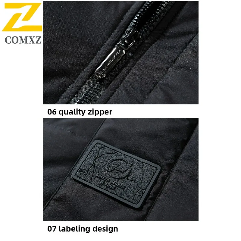 COMXZ Men's Puffer Jacket Classic High Quality Travel 90% White Duck Down Jacket Street Lightweight Warm Thick Winter Padding