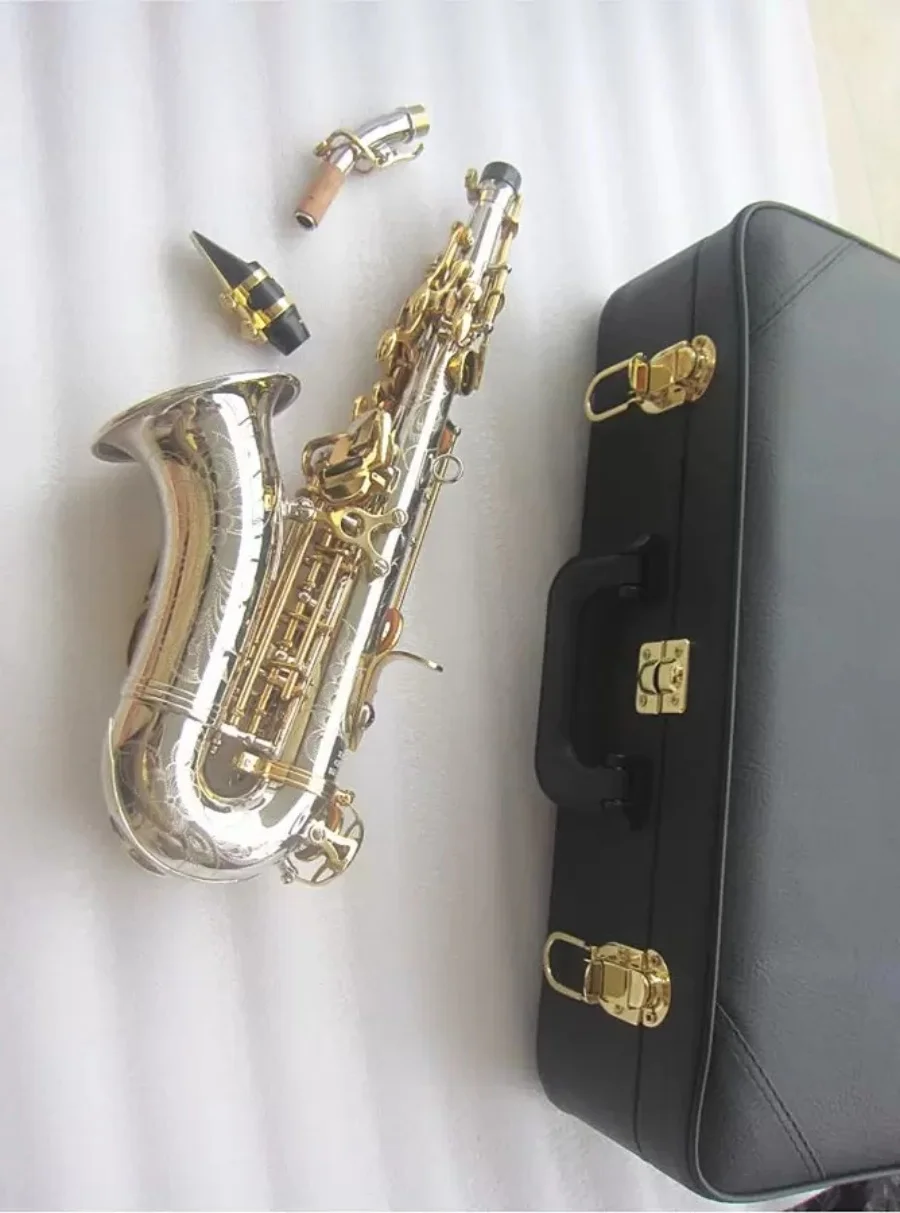 New Sell Well Soprano Sax Curved Soprano Saxophone Nickel Silver Brass Sax with Mouthpiece Patches Pads Reeds Bend Neck