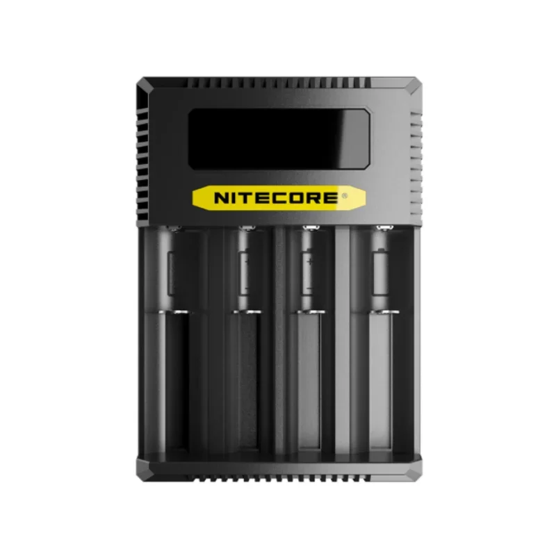 Pengisi daya baterai CI4 NITECORE CI2, pengisian daya lebih cepat cerdas dengan 4 slot kompatibel 1865018350 AA, AAA, USB QC