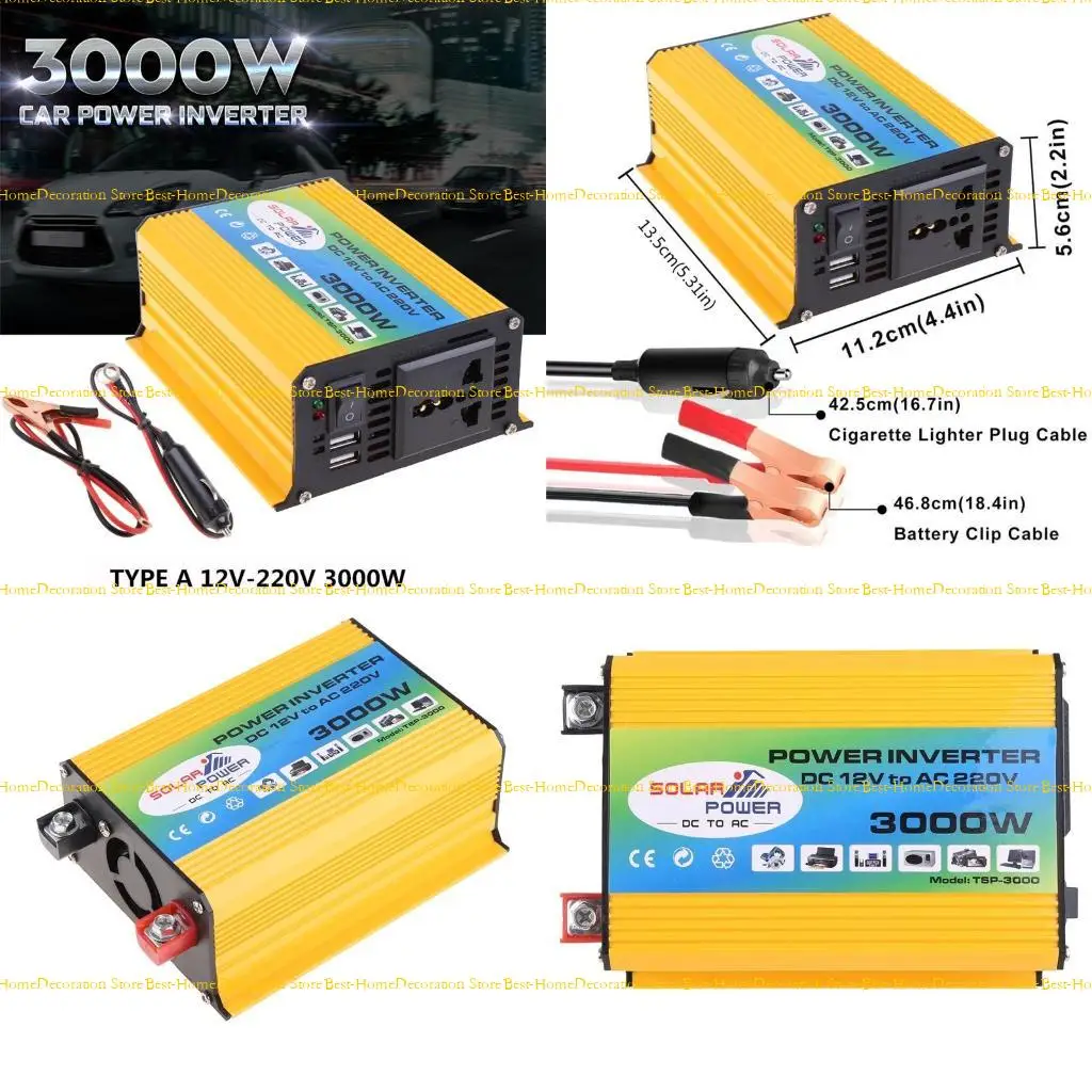 

12pd трансформатор с 12 В в 110/220 В двойной USB -инвертор для автомобильных приборов