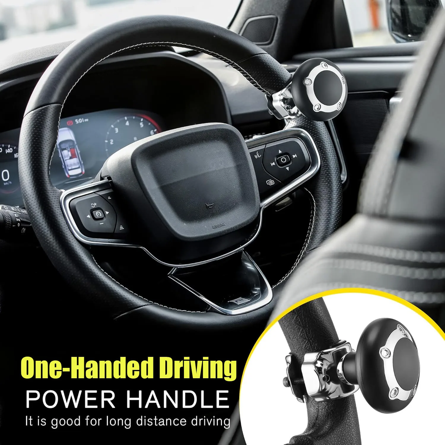 

Universal Steering Wheel Spinner Knob, Car Steering Wheel Handle Grip for Effortless One-Handed Driving & Control
