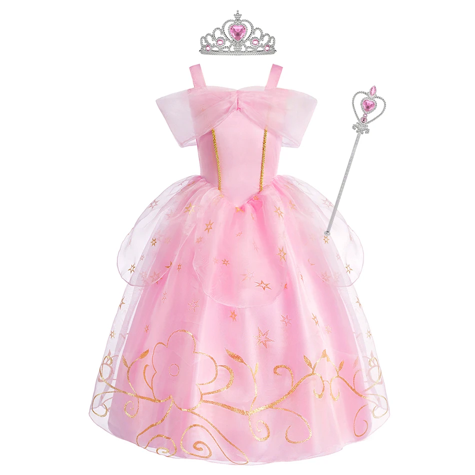 

Детское бальное платье для девочек, розовое пышное сетчатое платье, вечернее платье, детская одежда, детское платье принцессы Авроры Спящей красавицы на Хэллоуин
