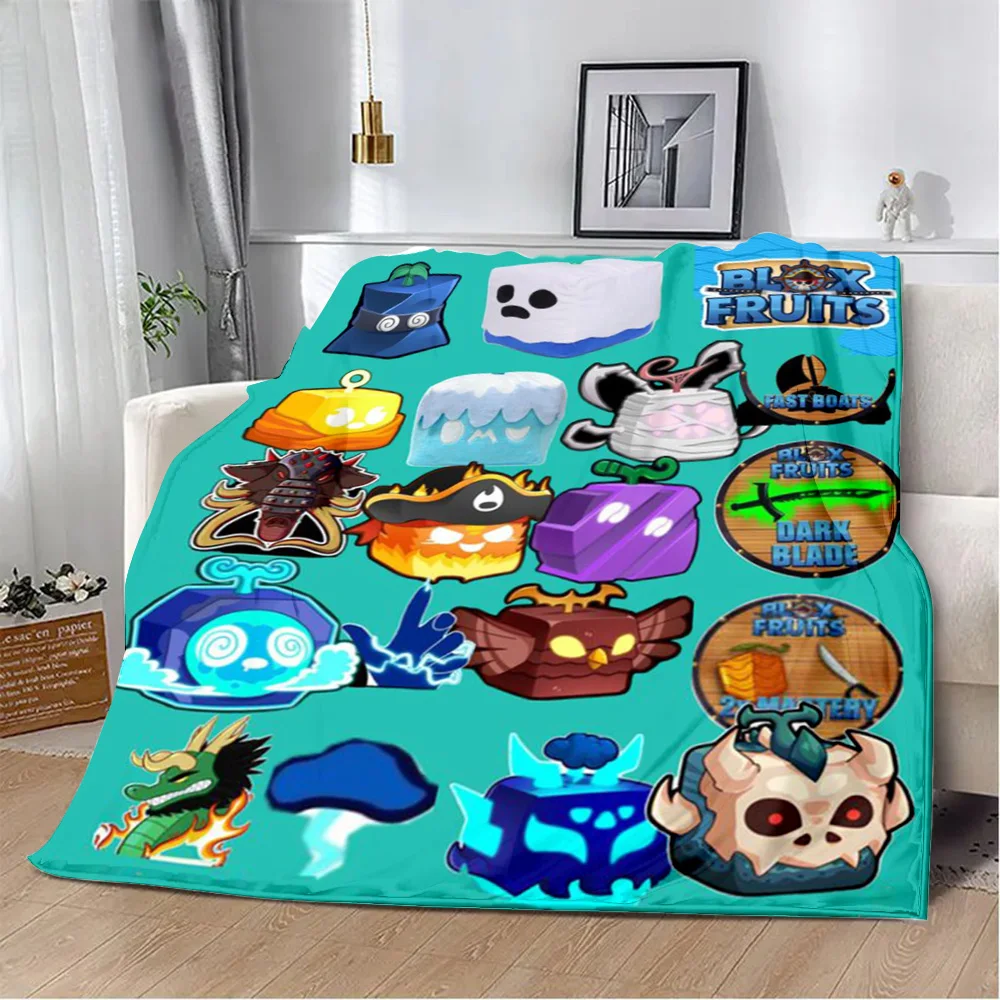 

Cartoon game B-blox fruits Printed Blanket Picnic Blankets Warm Blanket Soft and Comfortable Blanket Home Travel Birthday Gift