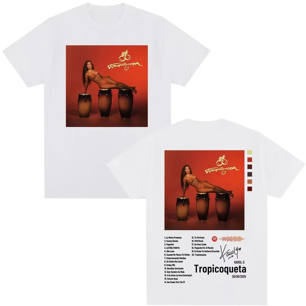 

Karol G Tropicoqueta 2025 Album Cover Graphic T-shirt Men Women's Clothing Fashion High Quality T-shirts Casual Cotton Tee Shirt