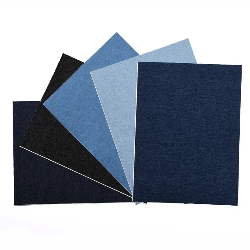 Denim Cloth Stickers Blue Black Thickened Fabric Big Size Stick-on Patches for DIY Mending Clothes No Ironing 15x20cm Free Cut