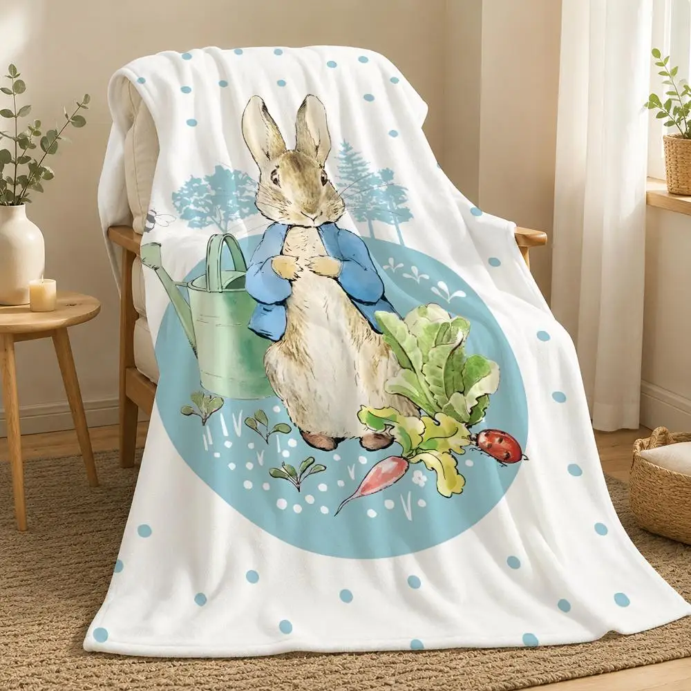 Peter Rabbit Cartoon Throw  flannel blanket, suitable for sofas, beds, offices,  exquisite gift blankets