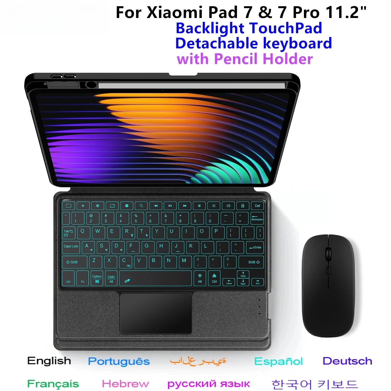 

Detachable Magic Keyboard For Xiaomi Pad 7 MIPad7 Case Pencil Holder for Xiaomi Pad 7 Pro Mi Pad 7 2024 11.2" Tablet Cover Case