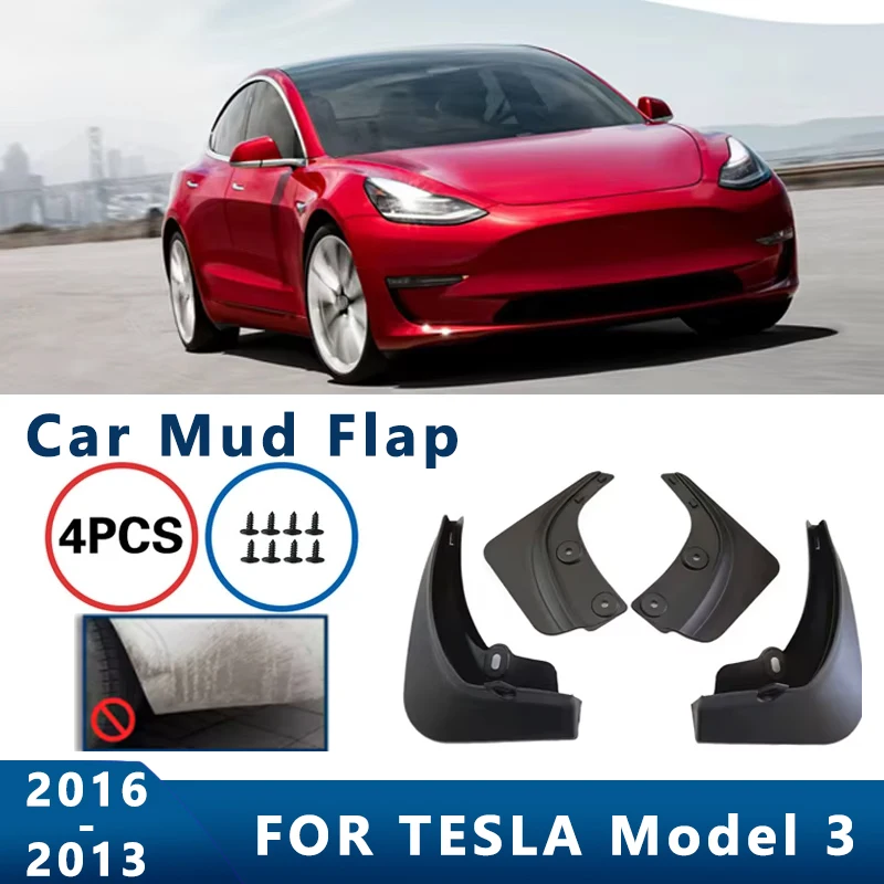 

Mud Flaps Fit for TESLA Model 3 2016-2023 Mudguards Tire Fenders Splash Proof Accessories Wheel Guards 4ps