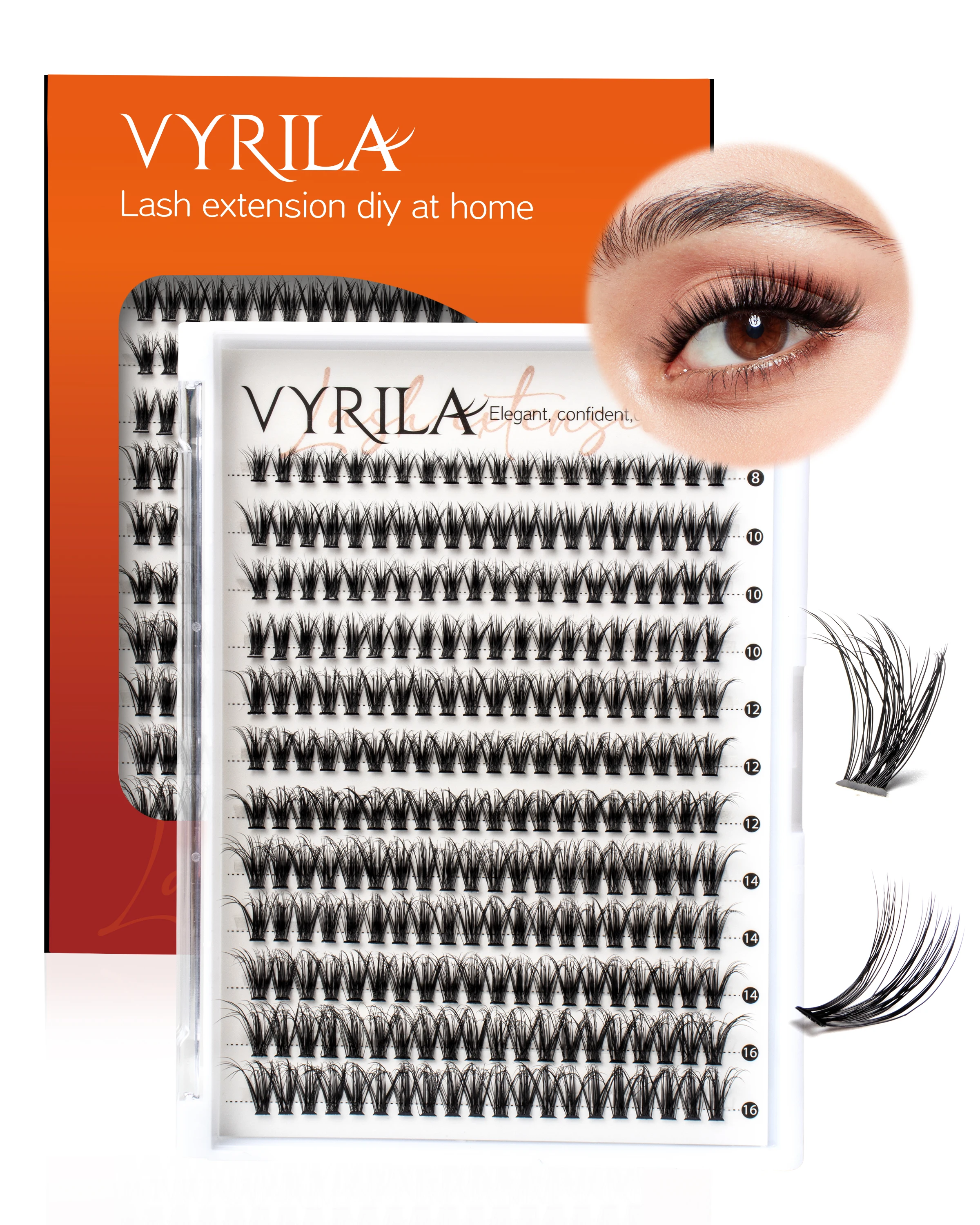 VIPUDA 30P 40P DIY eyelash extension kit single eyelash cluster D curled mixed eyelash cluster, with adhesive and sealed eyelash