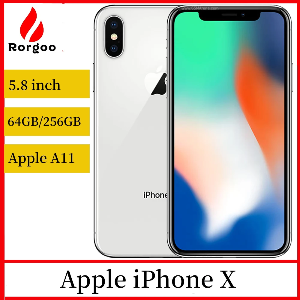 هاتف Apple iPhone X 4G الأصلي غير مقفول NFC 3GB RAM 64GB 256GB ROM 5.8 "شاشة OLED 12MP * 2 + 7MP A11 هاتف محمول Hexa Core