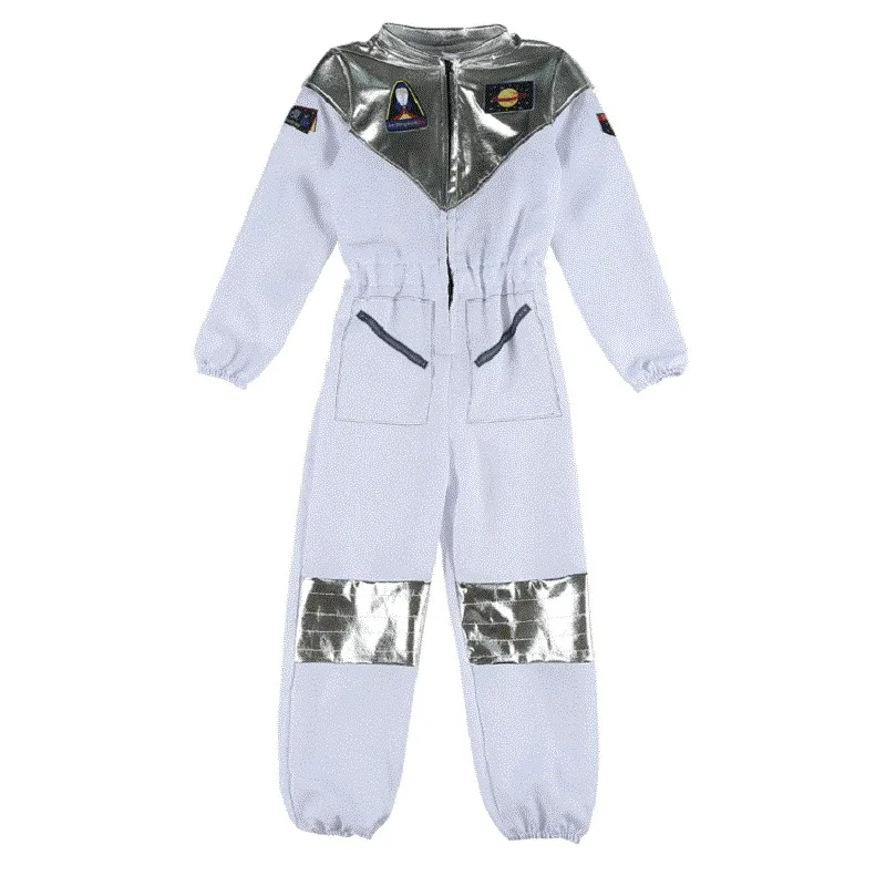 AstronsomCostume Silver Spaceman Halloween Cosplay Jumpsuit, Kids Pilot Carnival Party, fur s Up Dam, Space Travel, Imbibé