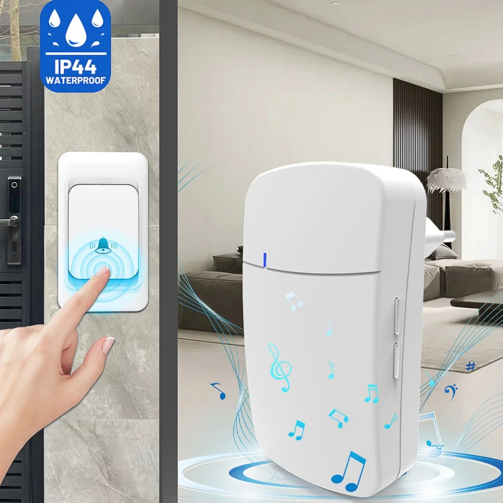 Outdoor Wireless Doorbell Waterproof House Chime Kit 300M Remote EU US Plug Home Remote Welcome Door Bell Calls 38 Ringtones New