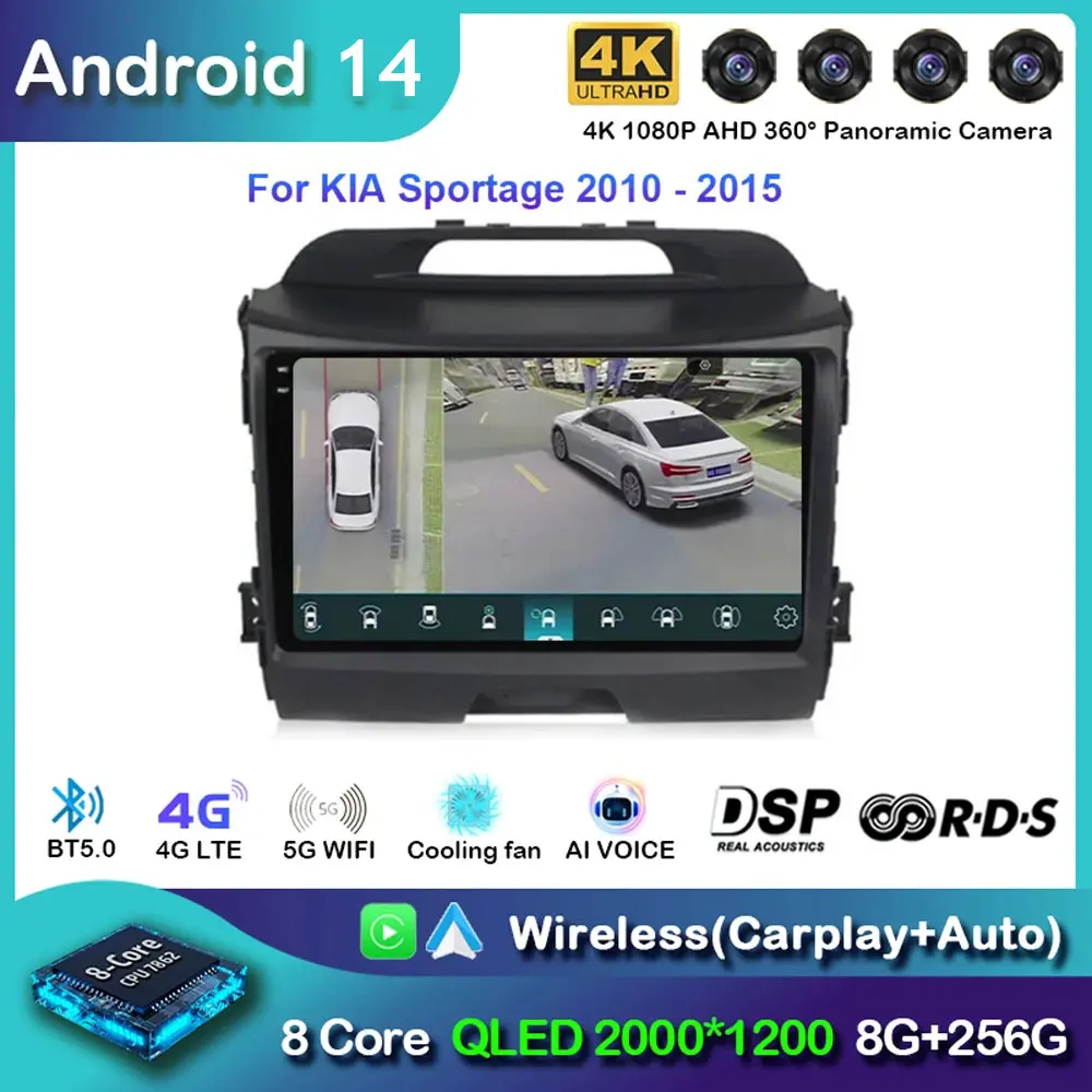 

Android 14 Carplay Car Radio For KIA Sportage 2010 2011 2012 2013 2014 2015 2016 Navigation GPS Multimedia Player WiFi+4G stereo