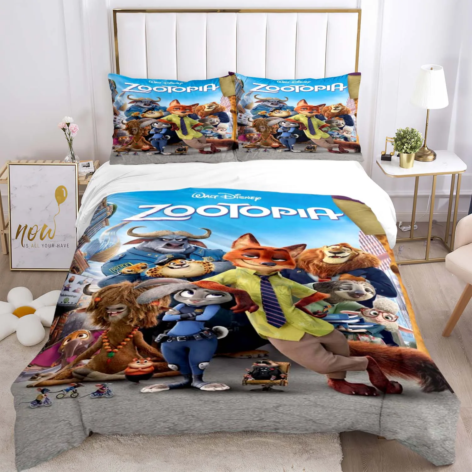 

Disney Zootopia pattern Quilt Cover Pillowcase Bedding Three Piece Set Multi Size Comforter Set Duvet Cover Bedding Sets