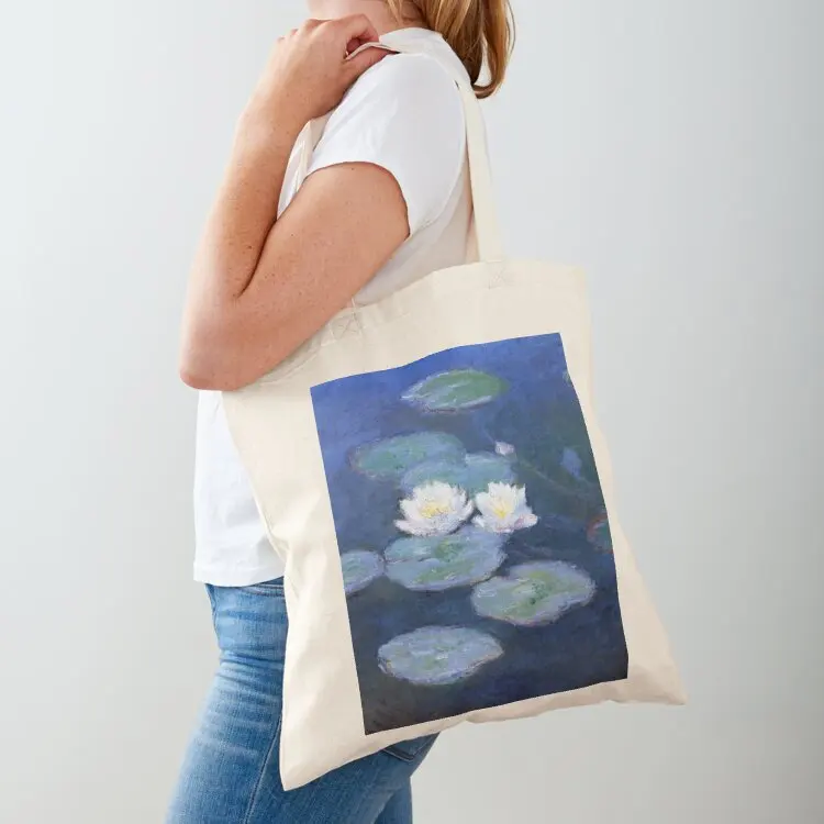 

Two Water Lilies Monet Fine Art Tote Bag free delivery bags reusable shopping bag Lady bags Eco bag