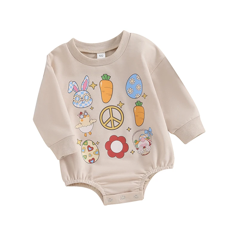 

Newborn Baby Girl Boy Easter Outfit Crewneck Sweatshirt Romper Little Bunny Pullover Sweater Shirts My First Easter Oversized