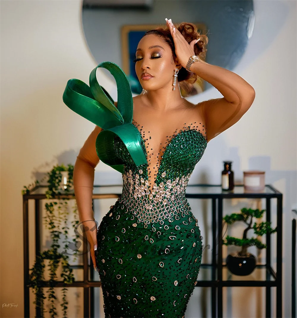 SHERAIN العصرية حجر الراين فساتين لحضور الحفلات الموسيقية حورية البحر طويلة الأكمام ذيل محكمة جلد حتى Vestidos De Noche مهرجان انخفاض الشحن #2