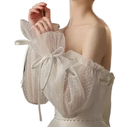 Ivory Puffy Sleeve Gloves Detachable Short Sleeves Arm Cover Wedding Marriage Accessories Bridal Glove Shoulders Shrugs Decorate