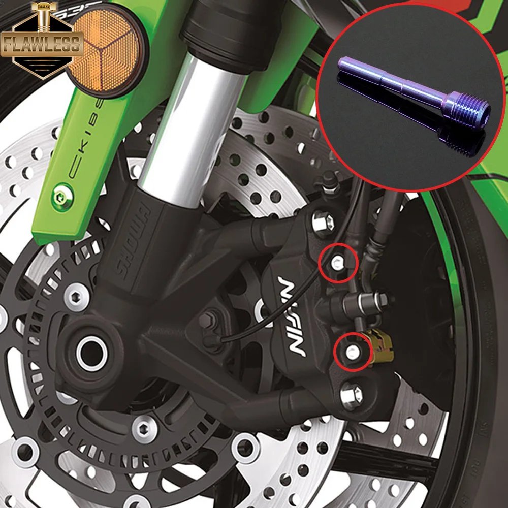 

FLAWLESSTI M10x47x1.0 Pitch Gr5 Titanium Caliper Pin Nissin Stock Caliper Pin ForZX-4R ZX-4RR ZX-6R ZX-25R 1000SX