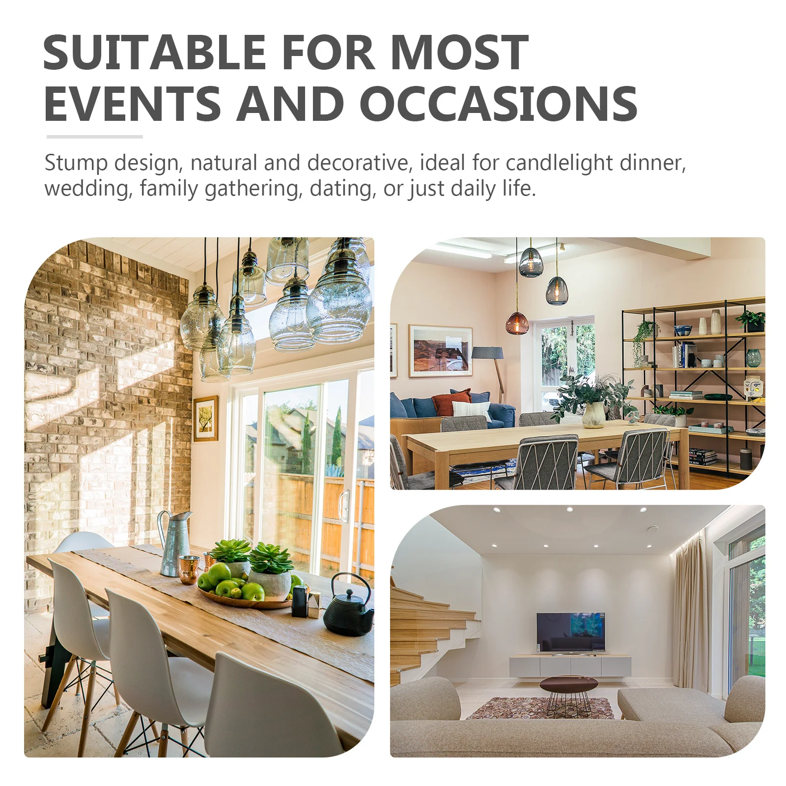 

5Pcs Wax Ornament Stump Holders Natural Wooden Candlesticks for Home Decor Room Decoration Desktop Ornament Photography