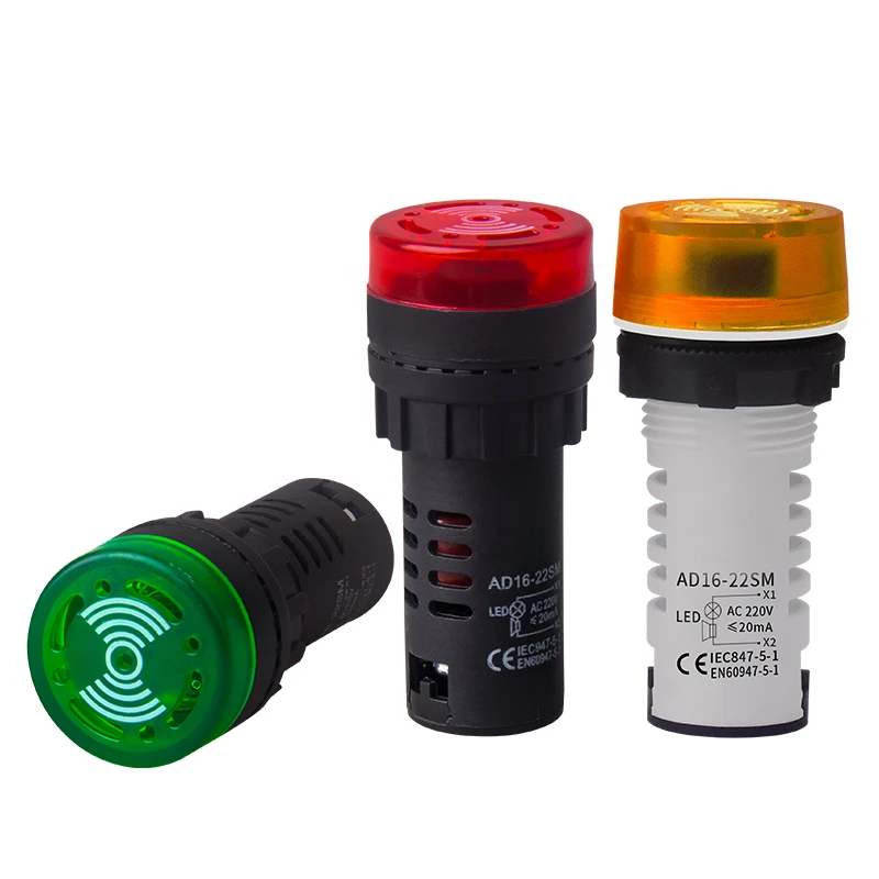Zumbador de flash AD16-22SM AC 220V380V DC 24V12V Luz indicadora de alarma de luz y sonido 36V
