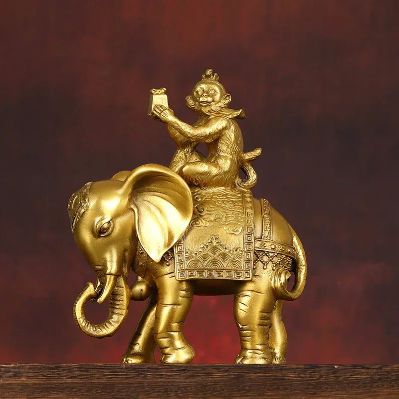 

Copper Elephant on The Monkey Feudal Lords Worship Zodiac Monkey Bronze Monkey Living Room Office Decor