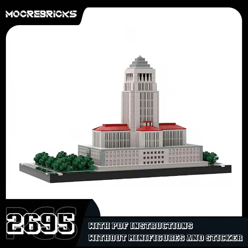 Modèle de l'hôtel de ville de haute technologie briques avancées MOC-55542 centre-ville vue sur la rue blocs de construction Architecture jouet enfants Puzzle cadeau