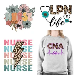 Hot Sale LPN Nurse Life Decals Iron On CNA Life Leopard Nurse Love DTF Transfers Ready To Press For Jacket Clothes