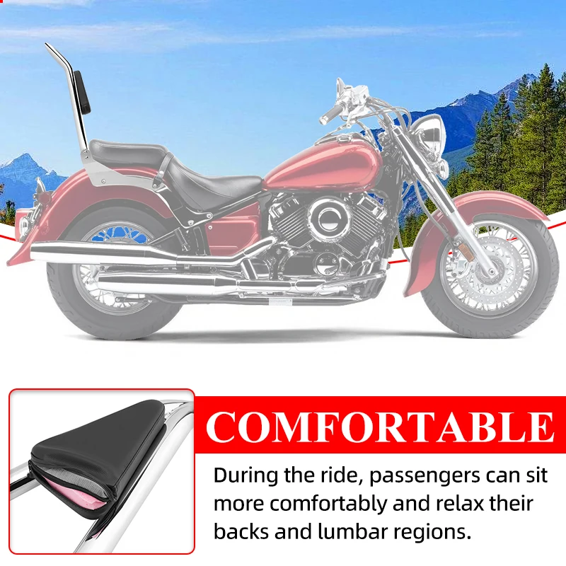 Motorcycle Detachable Passenger Rear Backrest Sissy Bar Chrome For Yamaha V Star 400 V Star 650 Classic Models 1998-2018 view 4