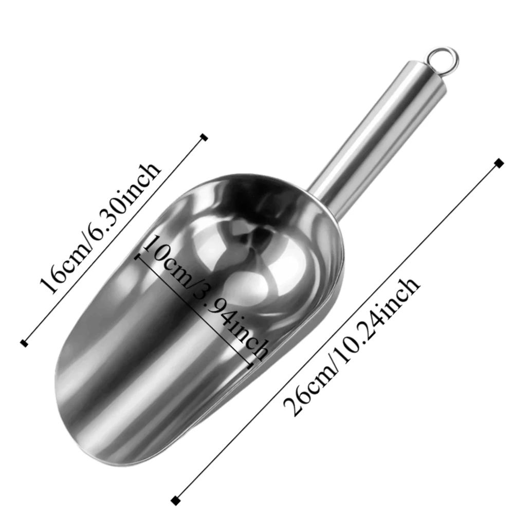 

Durable Stainless Steel Ice Scoop for Freezer Silver Bar Accessories Metal Ice Scoop Ice Shovel Party