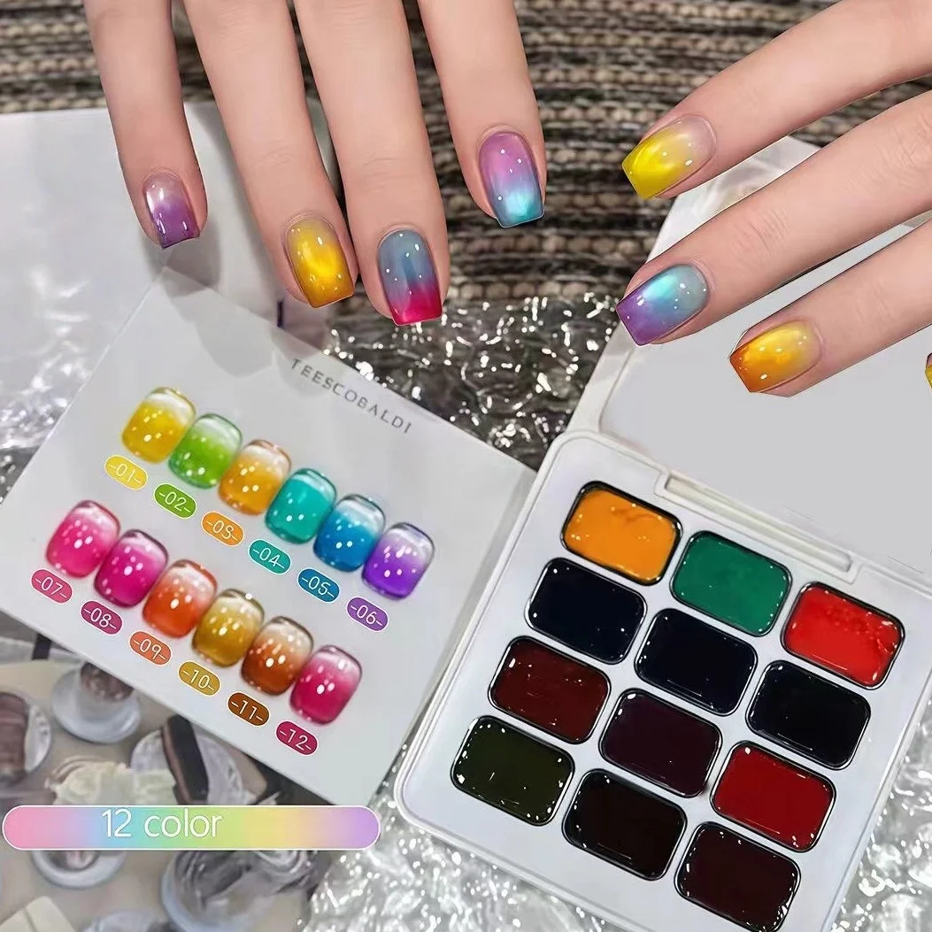 

12-Color High Transparency Nail Gel Set, Vibrant Dopamine Colors, High Saturation Shimmer Kit, LED Nail Art, DIY Design