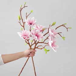 72CM Artificial Magnolia Flower Chinese Style Living Room Home Decoration Ornaments Bouquet Tea Room Decoration