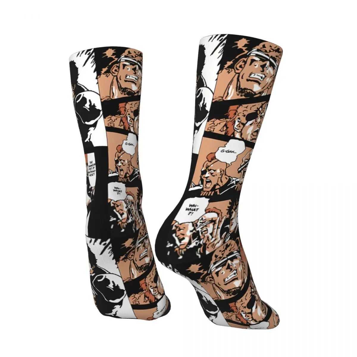 Funny Crazy Sock for Men Grease Hip Hop Harajuku Fist Of The North Star Happy Quality Pattern Printed Boys Crew compression Sock