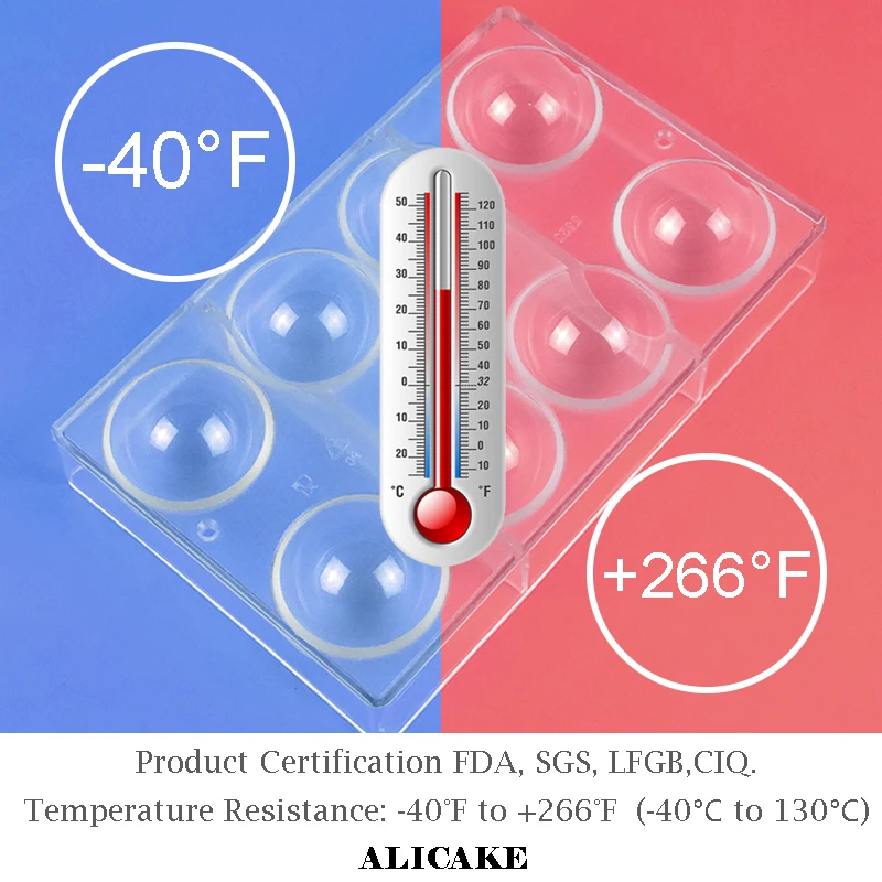 3D Chocolate Hemisphere Molds Sphere Polycarbonate Professional Mold for Confectionery Cake Chocolate Moulds Baking Pastry Tools