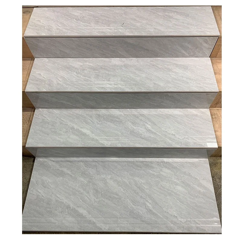Custom.Groove White Carrara الرخام السيراميك الدرج خطوة الناهض وبلاط الدرج #5