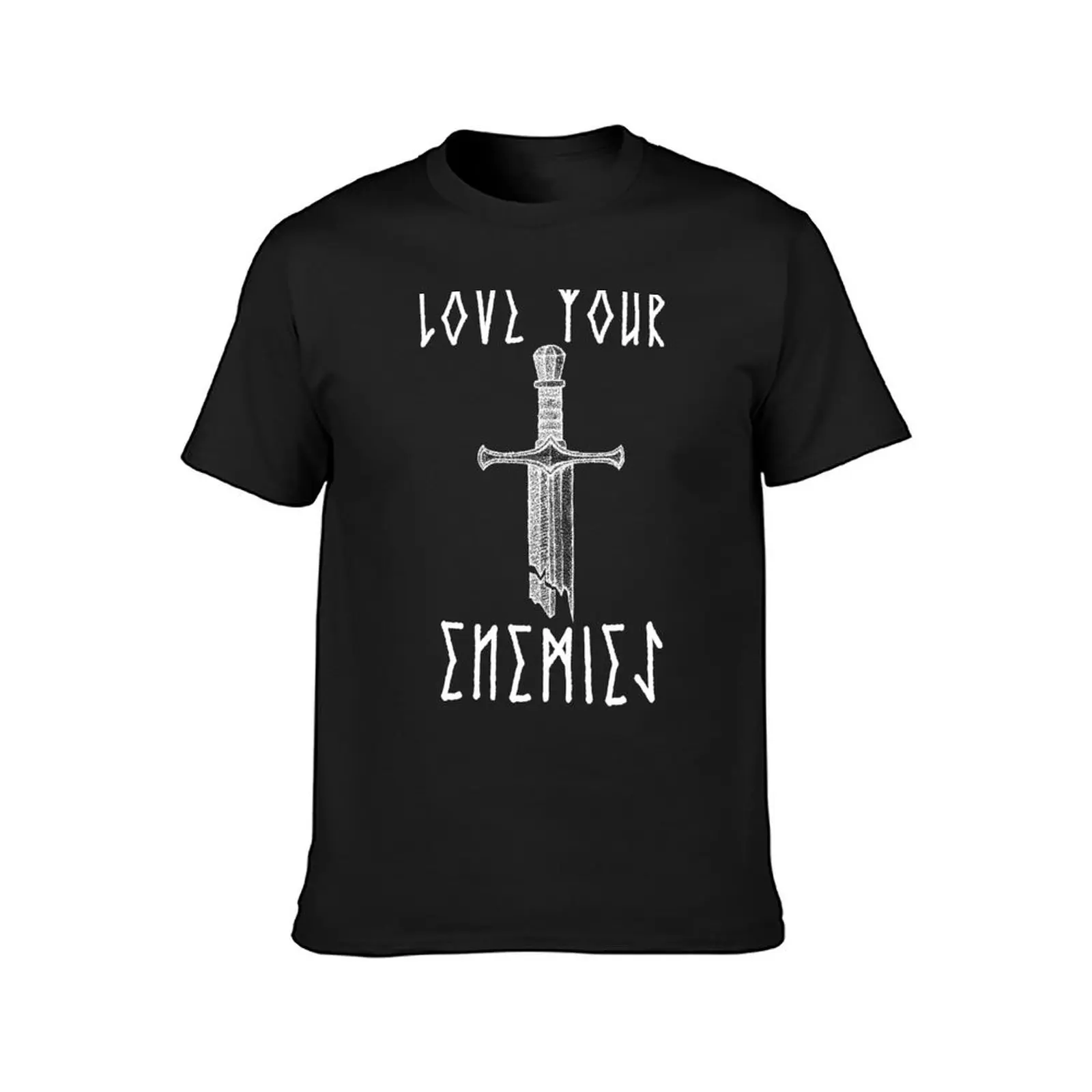 Love Your Enemies Broken Sword Runes T-Shirt Blouse quick drying oversized t shirts for men