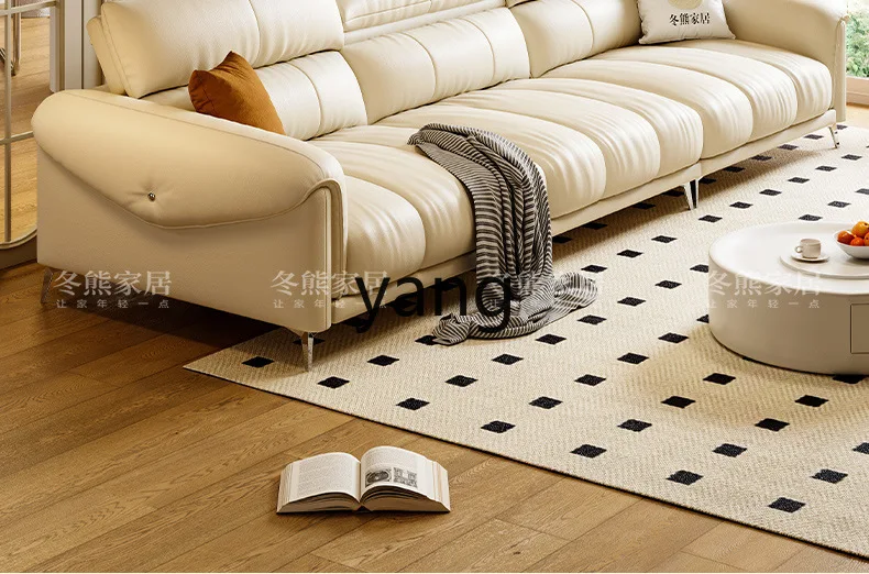 LTT piano key sofa minimalist light luxury living room small apartment simple modern straight row leather sofa